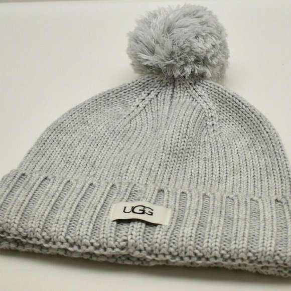 NWT UGG POM KNIT HAT GRAY‎ OSFA main image 4